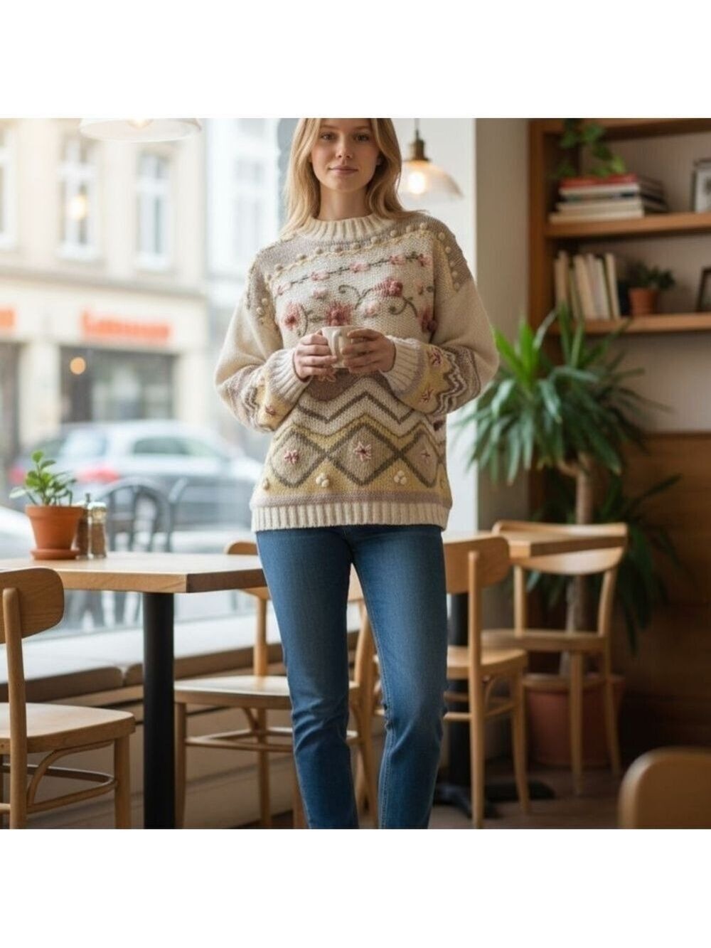 B.P Design Floral Knit Sweater Small Cottage Core Grandma